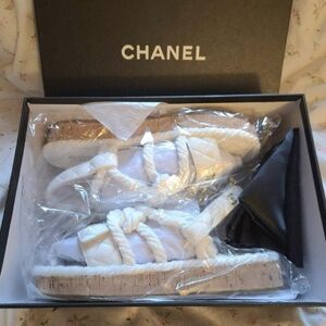 BRAND NEW CHANEL White and Cream Rope Sandals